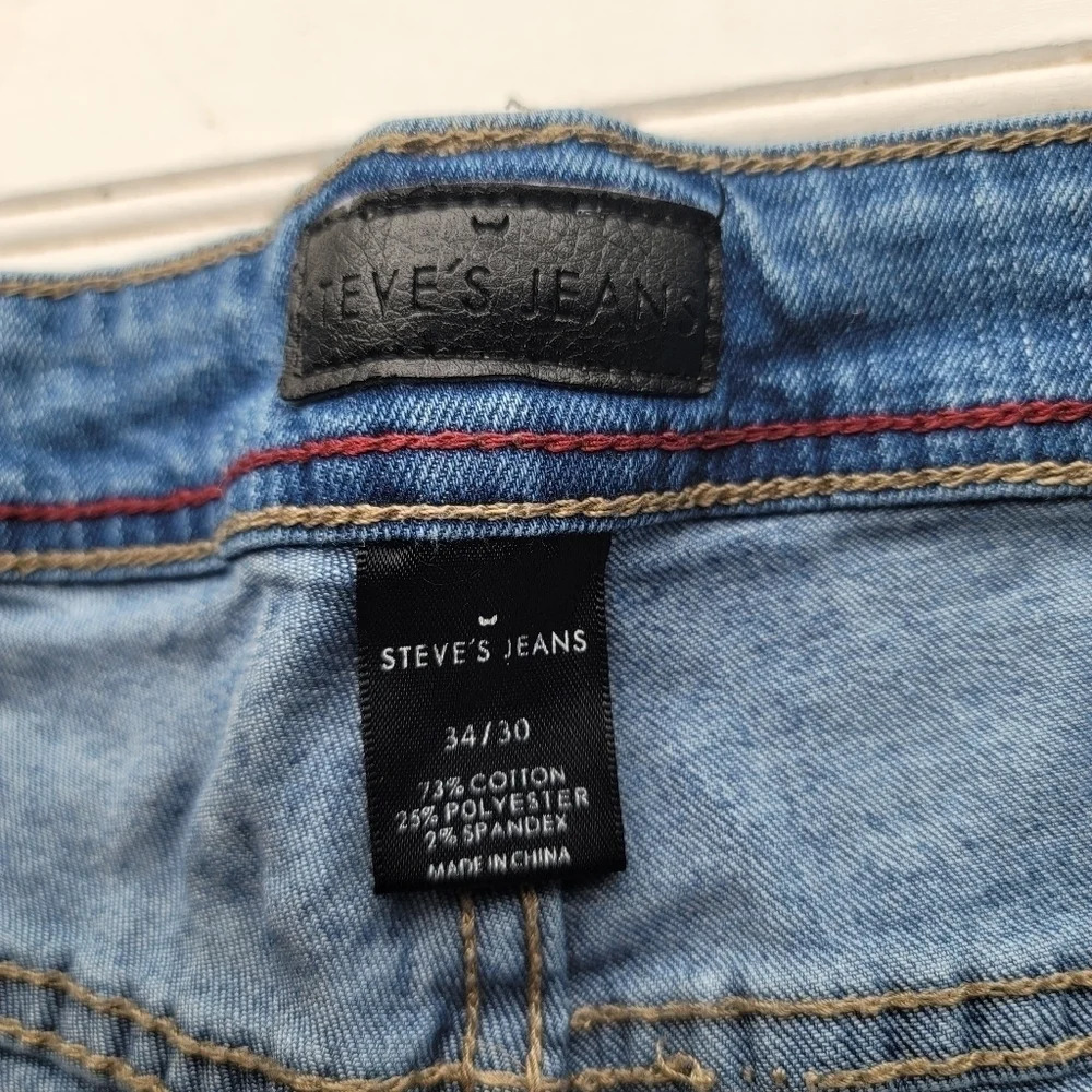 Steve’s Jeans Mens Blue 1040 Athletic Straight Stretch Denim 34x30 - Picture 7 of 9